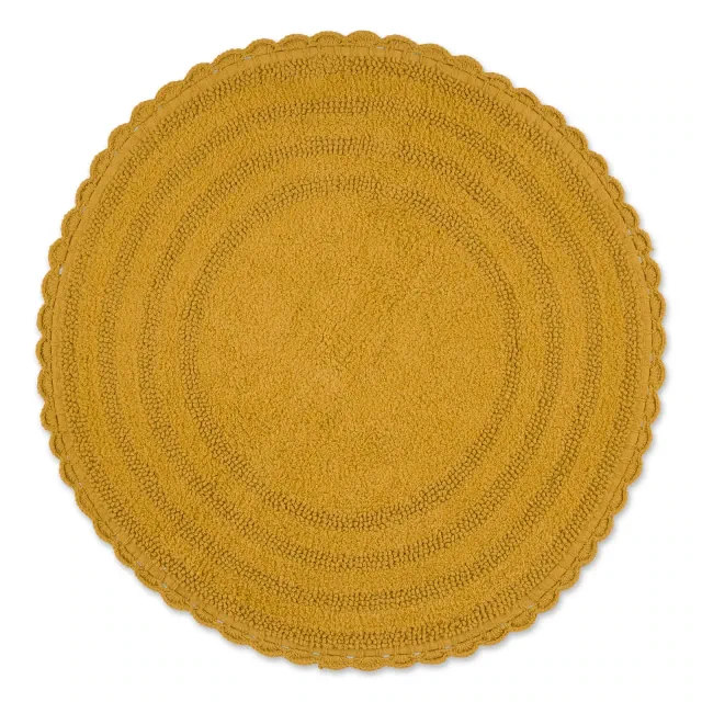 Design Imports Honey Gold Round Crochet Bath Mat