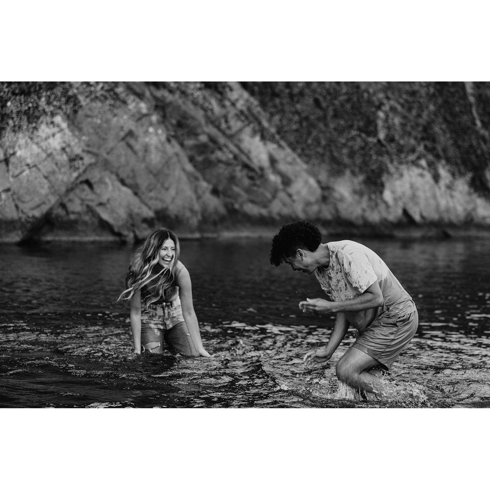 Engagement photo session at Black Beach, Silver Bay...
