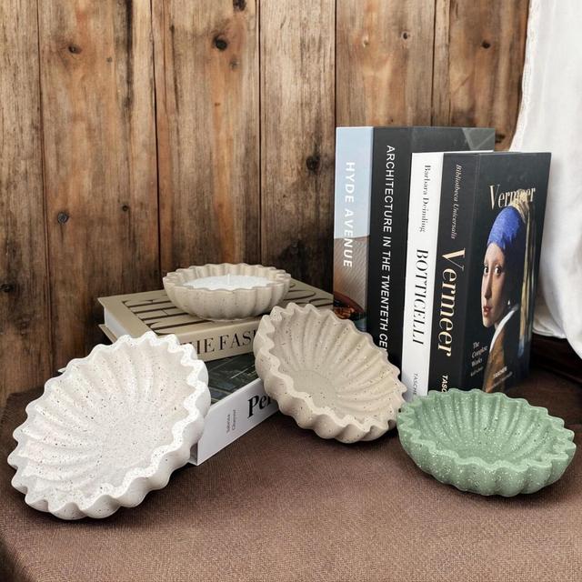 Granite Textured Ruffle Bowl, Scallop Bowl, Fluted Bowl, Catchall Bowl, Neutral Home Decor, Decorative Bowl, Bowl Decor, Storage Bowl, Bowl