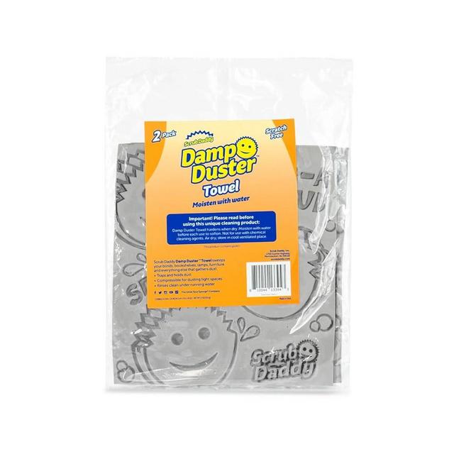 Scrub Daddy Damp Duster Towel - Durable Sponge-Like Dust Cleaner for Multisurface Dusting, Picking Up Pet Hair, Dirt & Grime of All Kinds - Reusable, Soft, Flexible, Absorbent Cleaning Supplies (2ct)