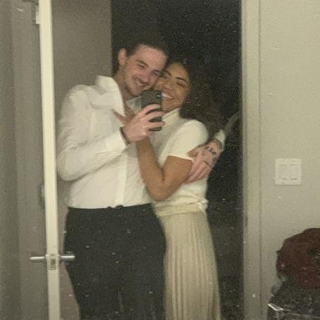Kodak moment before celebrating Leslie's birthday for the first time as a couple.