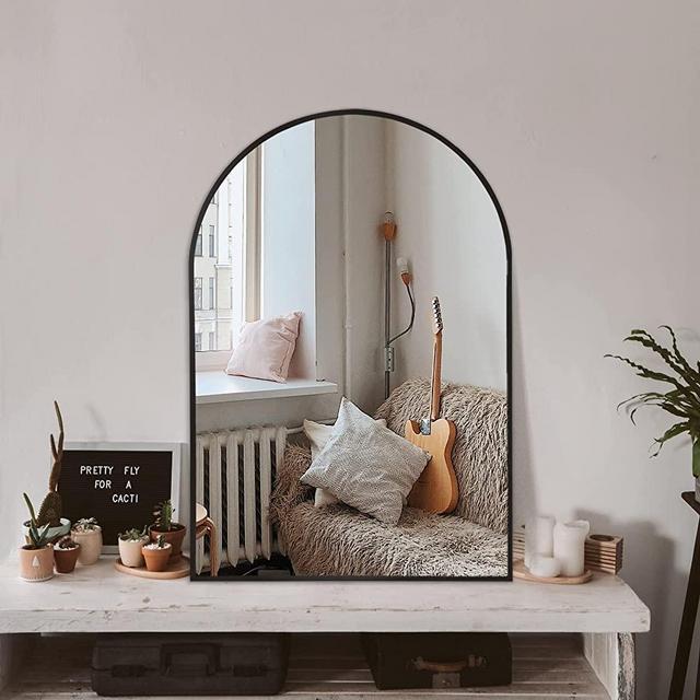 Arched Wall Mirror for Bathroom,Mirrors for Wall,24''x36'',Vanity Mirror for Bedroom, Entryway, Living Room, Metal Frame (36''x24'',Black)