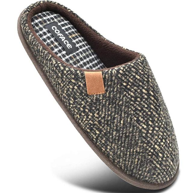 COFACE Mens Cozy Memory Foam Scuff Slippers Slip On Warm House Shoes Indoor/Outdoor with Best Arch Surpport Size 7-13