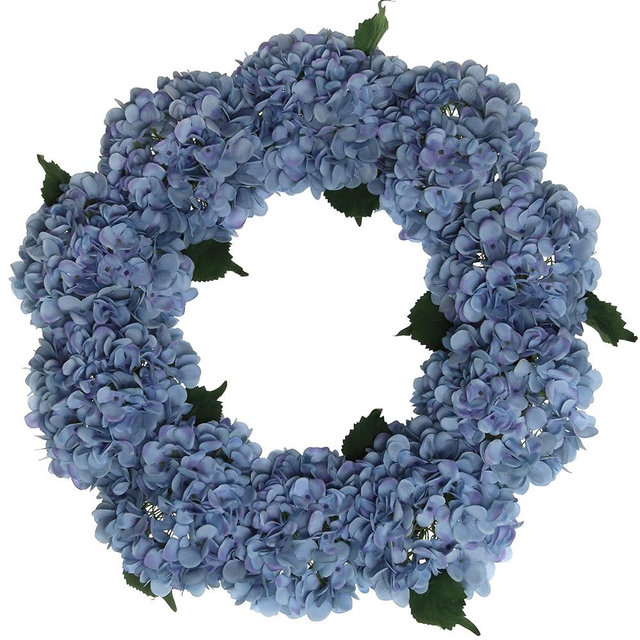 24" Blue Hydrangea Wreath - Stunning Artificial Floral Decor for Front Door, Vibrant & Lifelike Blooms for All Seasons & Celebrations