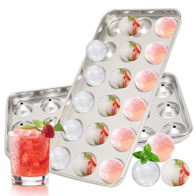 Metal Ice Cube Trays, Stainless Steel Ice Cube Trays, 18 Slot Ice Making Tool With Lid, Reusable Ice Tray for Chilling Whiskey Cocktails Juice Drinks, Removable Slots Easy Cleaning