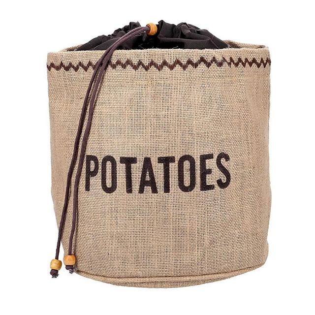 KitchenCraft Natural Elements Potato Bag with Blackout Lining, Hessian, Brown, 24 x 24cm