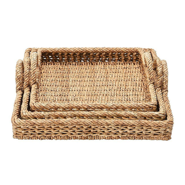 S/3 Decorative Water Hyacinth Tray