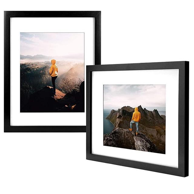 Yome 2 Pack 8x10 Black Picture Frames with Mats, Photo Frames Set for Wall or Tabletop Display Pictures, Create Your Meaningful Memories, Solid Wood and Plexiglass