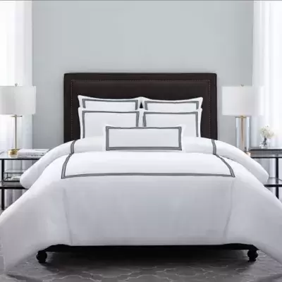 King Comforter Set in Silver: Wamsutta® Hotel Triple Baratta Stitch