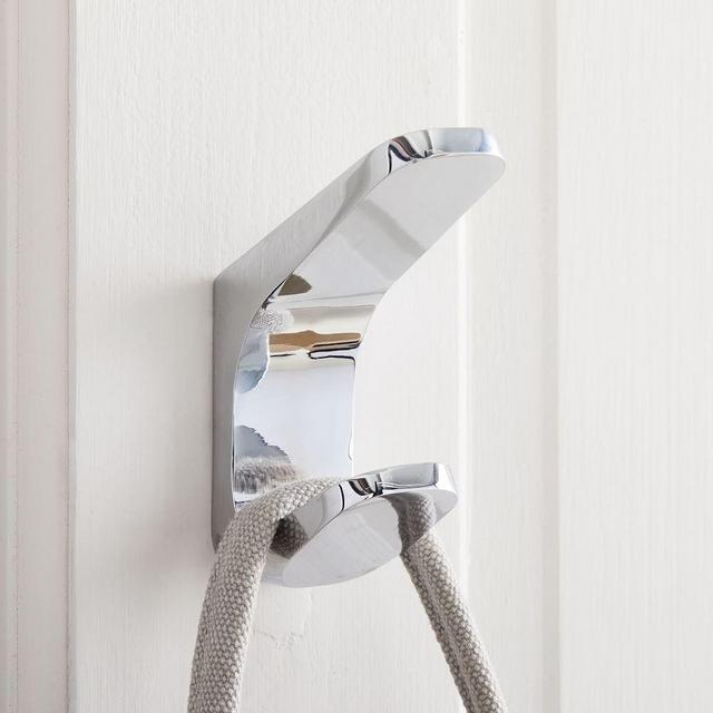 Mid Century Bath Hardware, Chrome, Double Towel Hook