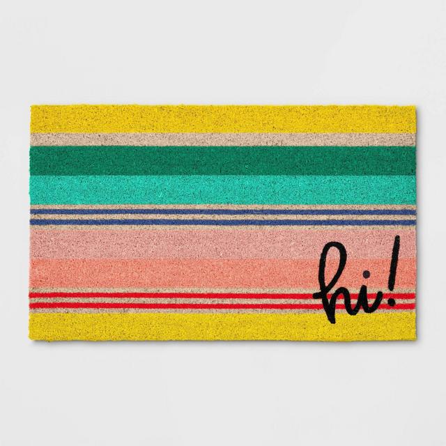 1'6"x2'6" Hi Stripe Coir Doormat Yellow - Sun Squad™
