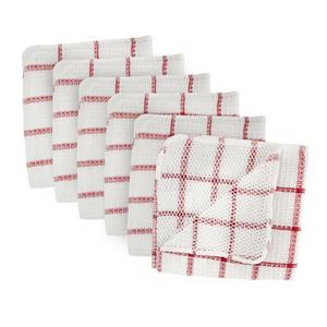 DII Microfiber Scratch Free Scrubber Cleaning Dishcloth, Wash Cloth Perfect for Kitchens, Dishes, Car, Dusting, Drying Rags, 12x12, Set of 6 - Red Windowpane