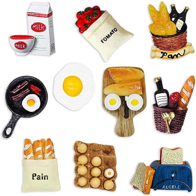 Molioon 10pcs Food Refrigerator Magnets, Cute 3D Magnets for Fridge Funny Home Decoration for Kitchen Office Dry Erase Board/Whiteboard Magnets