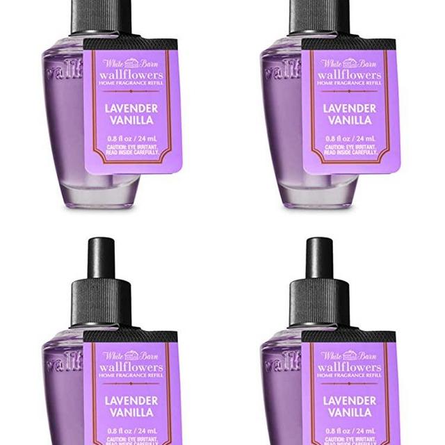Bath & Body Works Lavender Vanilla Wallflower - Four (4) Refill Bulbs - Odor Eliminating with Fresh Source