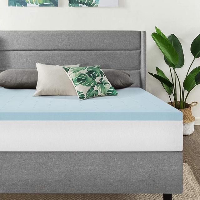 Best Price Mattress 1.5 Inch Ventilated Memory Foam Mattress Topper, Cooling Gel Infusion, CertiPUR-US Certified, King