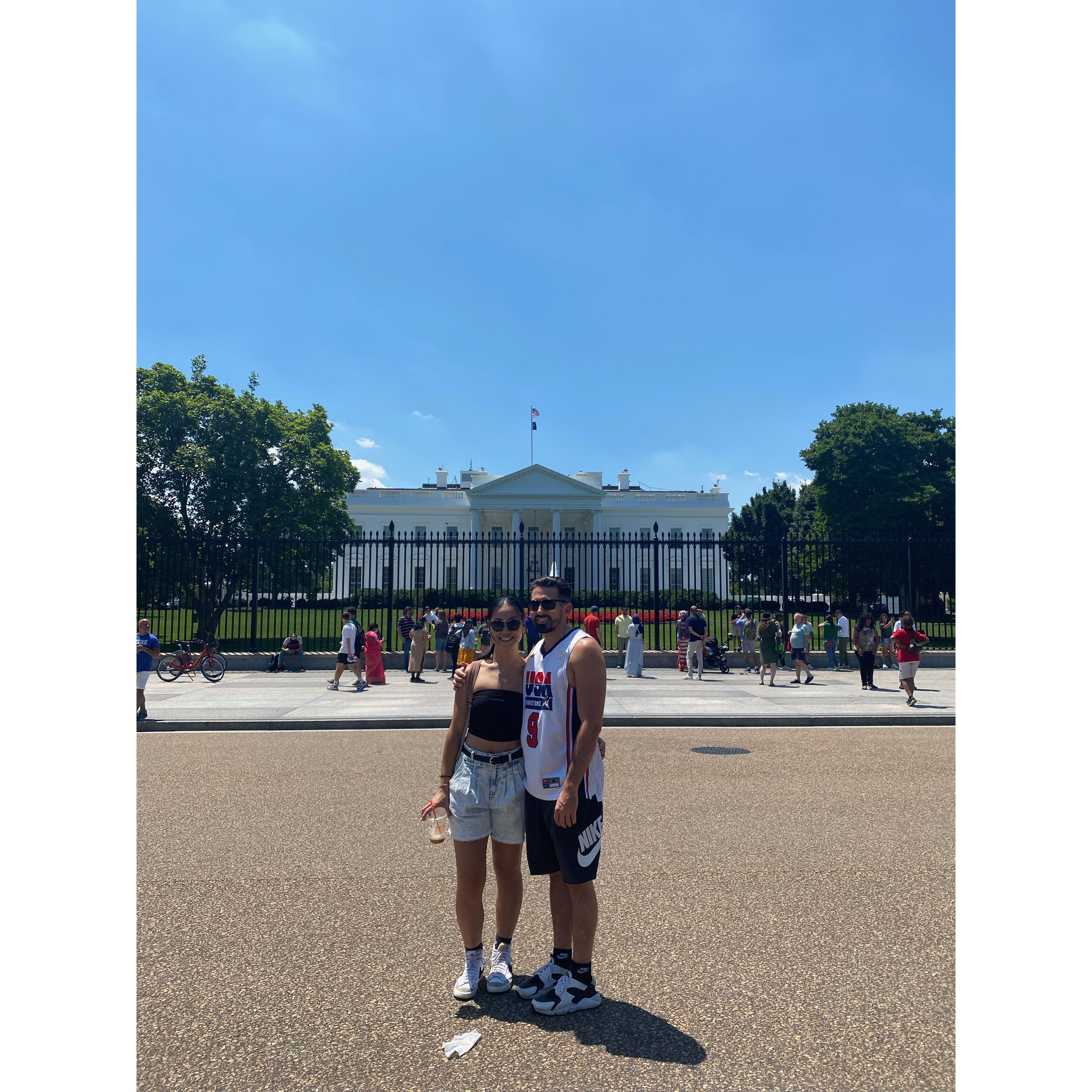 June 2022: Trip to DC to spend time with Ryan's best man. Audrey had just injured her lower back so Ryan had to push her around the Smithsonian in a wheelchair!