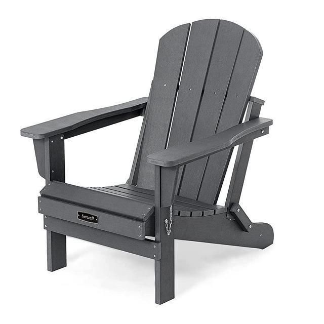 SERWALL Adirondack Chair for Patio Garden Fire Pit (Folding Gray)
