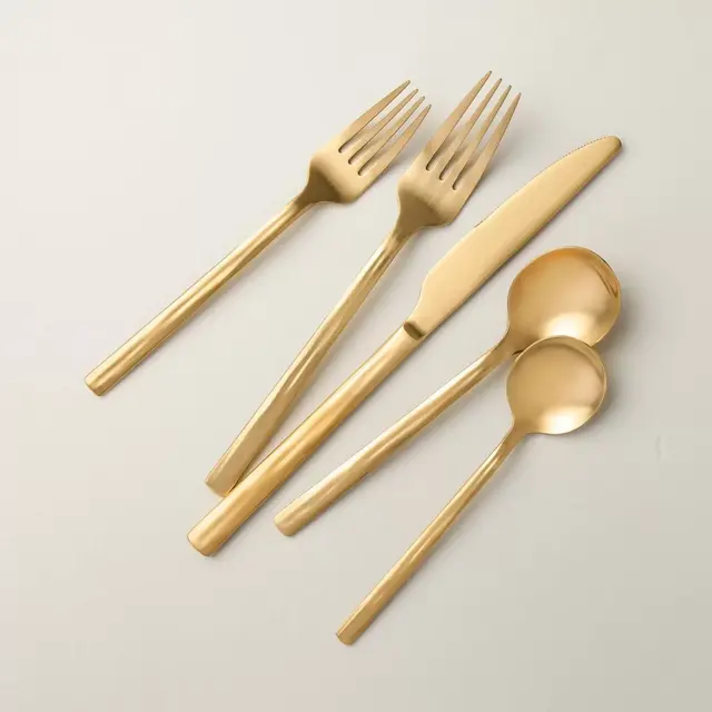 20pc Stainless Steel Flatware Set Gold - Hearth & Hand™ with Magnolia
