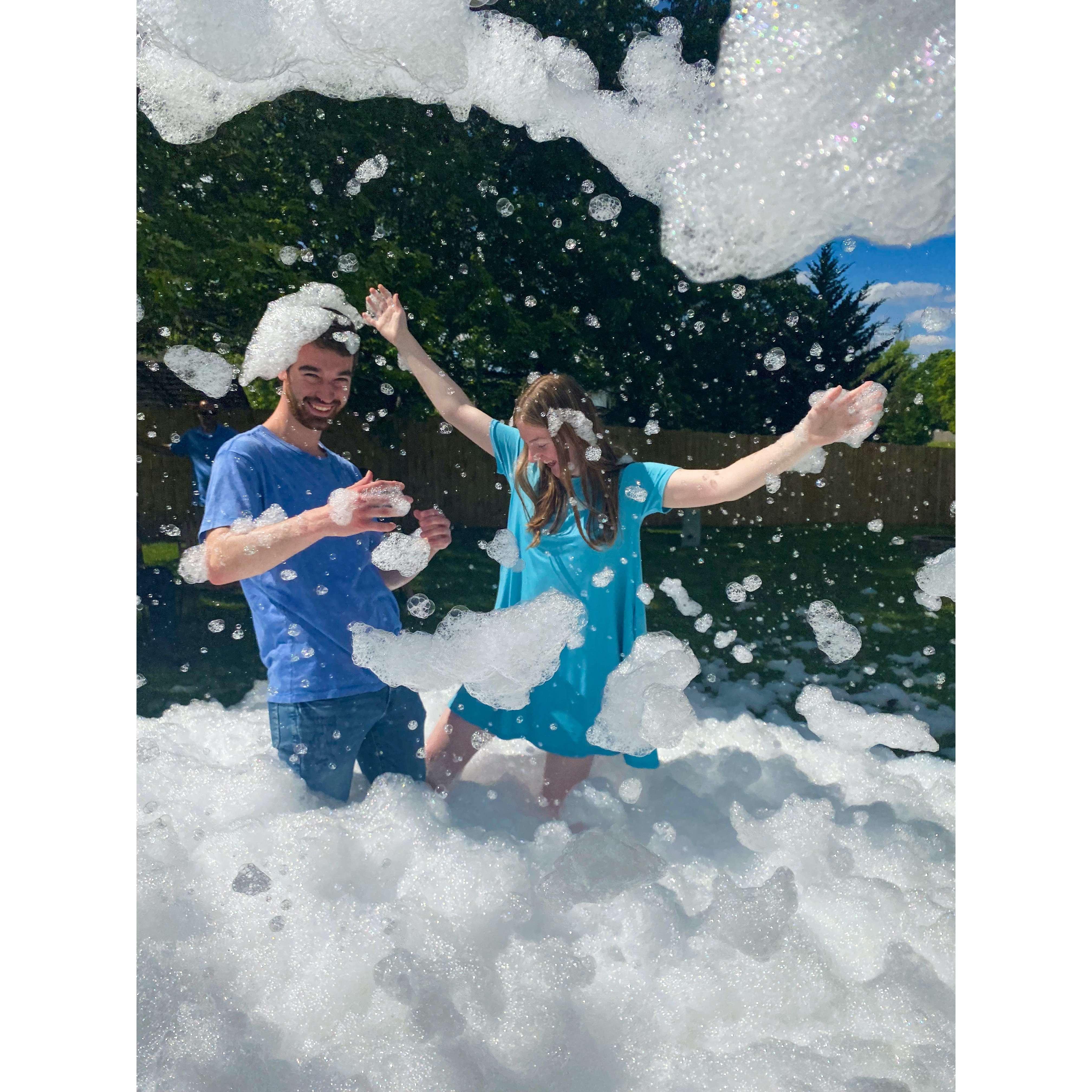 Aaron's uncle has a foam cannon business, and he brought it out for a family birthday party! After the party, we left for the most interesting camping trip known to man.