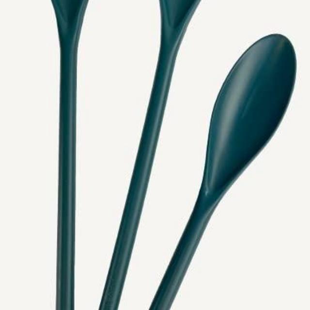 Wisconic 3 Piece Poly Mixing Spoon Set - Plastic, Durable Kitchenware, Dishwasher Safe - Made in the USA - Prussian Blue