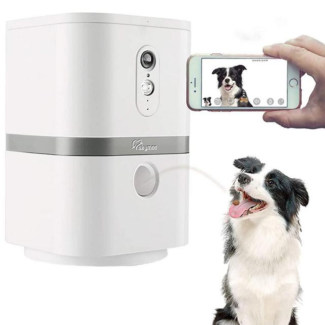 SKYMEE Petalk AI II Dog Camera Automatic Treat Dispenser, WiFi Full HD Pet Camera with 180° Pan Full-Room View,Night Vision,Two Way Audio for Dogs and Cats,Compatible with Alexa (2.4G WiFi Only)