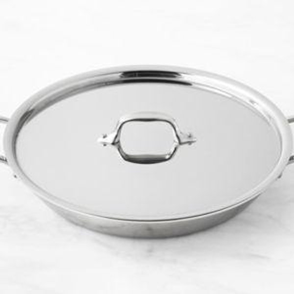 All-Clad D3 3-Ply Stainless Steel Universal Pan with Lid 3 Quart Induction Oven Broiler Safe 600F Pots and Pans, Cookware Silver