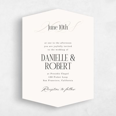 Beige Diamond Wedding Invitation - Palenque Portrait