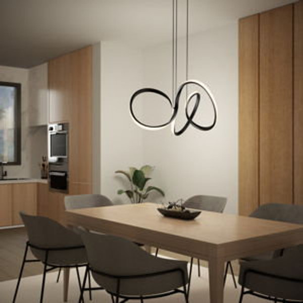 Artika Swirl 30-Watt 1-Light Modern Chrome Integrated LED Hanging Pendant Light Fixture for Dining Room or Kitchen PDT-SWR
