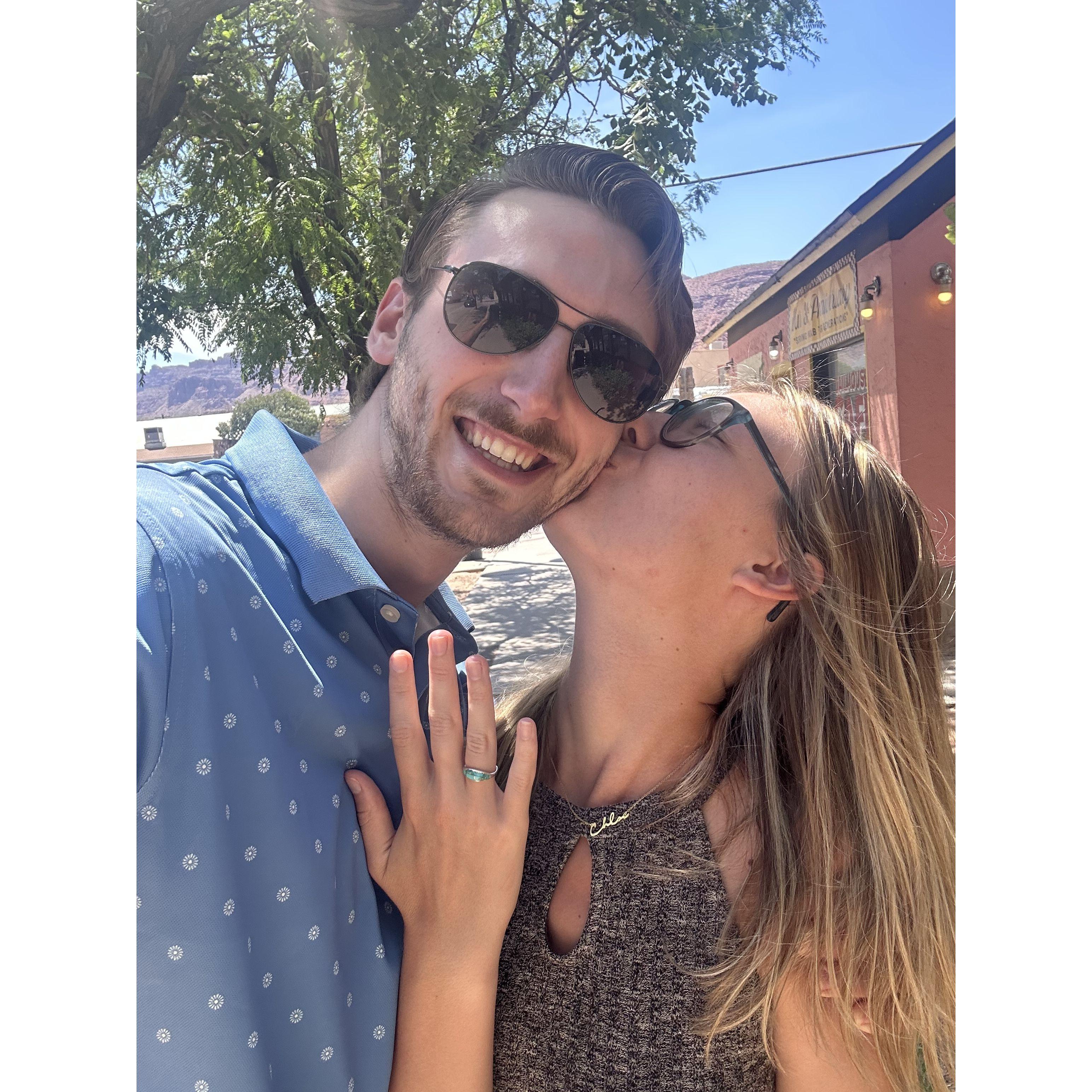 Ethan got Chloe a 1 year of engagement ring in Moab, UT!