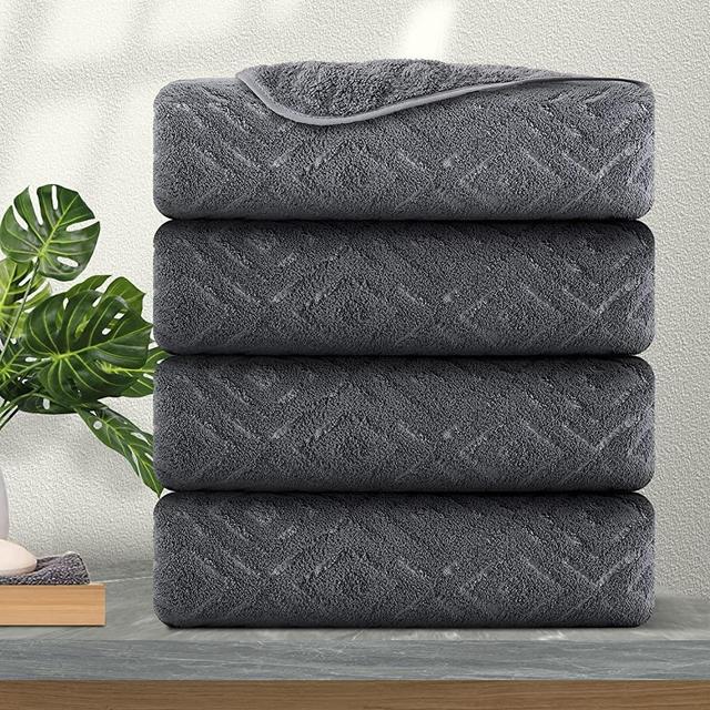 4 Pack Large Bath Towels Set 35"x70" Grey Oversized Bath Sheet Chair Towels, 600 GSM Ultra Soft & Absorbent Towels for Bathroom, Quick Dry Towel for Gym Hotel Camp Pool