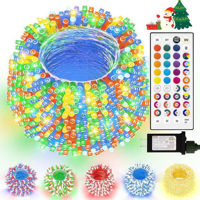 LitHome 164Ft 500 LED Color Changing Christmas String Lights, 35 Colors 9 Modes RGB Christmas Lights with Remote Timer, Dimmable Led String Light Outdoor Plug in, Xmas Tree Light Indoor Party Decor