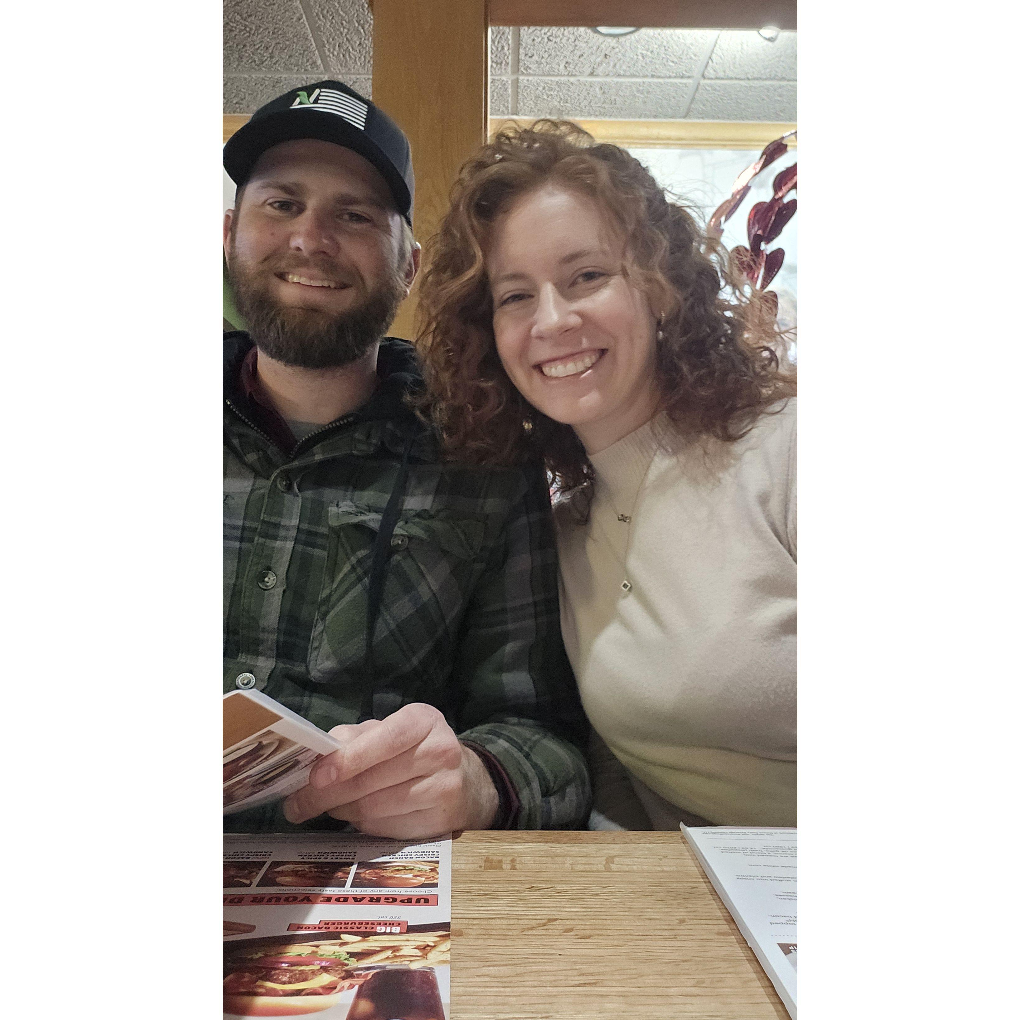On our first Valentines day together, we went to "Apple Bees on a date night". We also learned that Bradley is a much better bowler than I am, but who's keeping track?