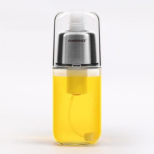 Premium Olive Oil Sprayer and Cooking Mister Dispenser with Air Pressure Clog-Free Filter and Glass Bottle - Stainless Steel, 200ml Capacity