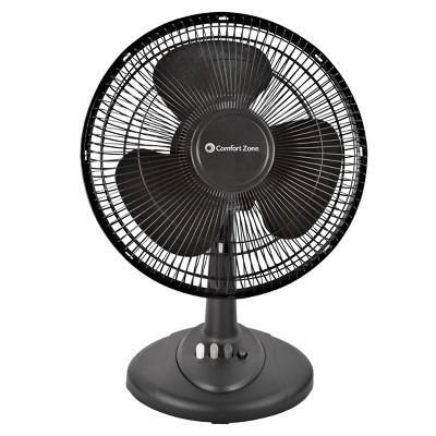 Comfort Zone 12" Oscillating Table Fan Black