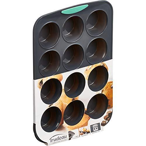 Trudeau 5115197M 05115197M grey & mint 12CT Structured silicone muffin, 12 Cup,