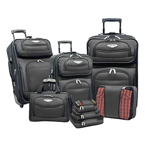 Travel Select Amsterdam Expandable Rolling Upright Luggage, Gray, 8-Piece Set