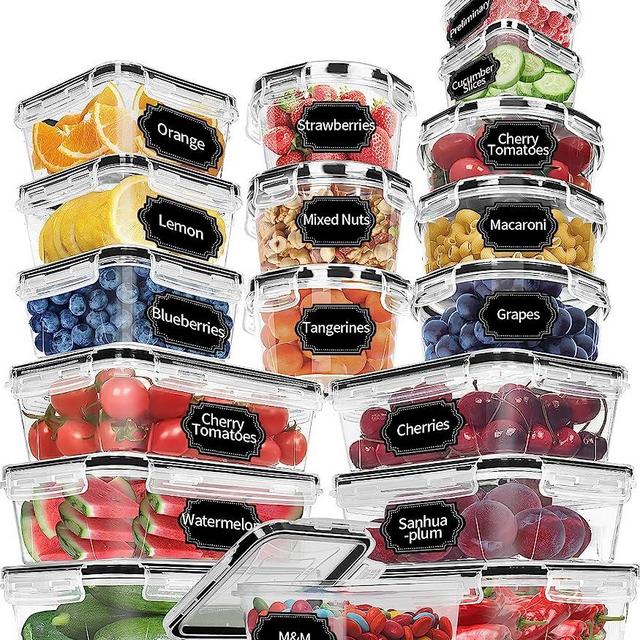 Skroam 36 Pack Food Storage Containers with lids (18 Airtight Kitchen Storage Containers & 18 Lids), Plastic BPA-Free Meal Prep Container with Free Labels & Marker - Leak Proof & Freezer Safe