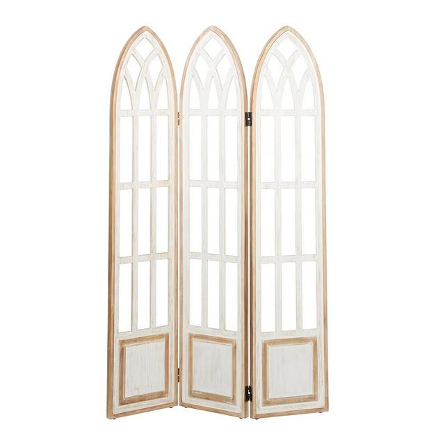 Deco 79 Farmhouse Wood Room Divider Screen, 48" x 2" x 72", White