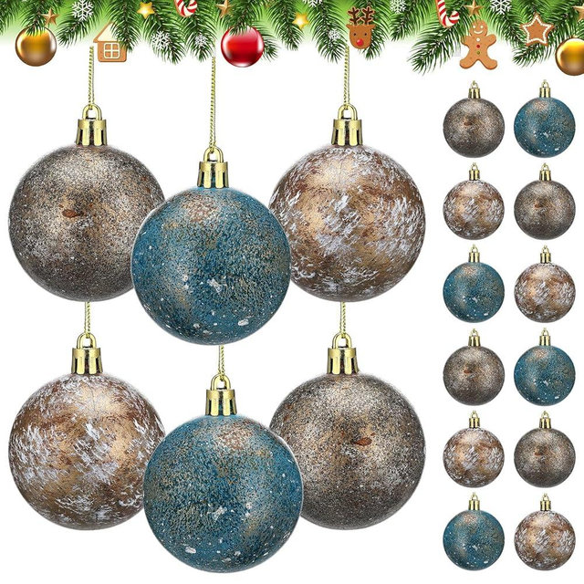 Teenyyou 24 Pcs Neutral Textured Christmas Ball Ornaments 2 Inch Rustic Christmas Tree Decor Vintage Copper Bronze Ornaments Farmhouse Hanging Shatterproof Home Decor for Xmas Farmhouse Decoration
