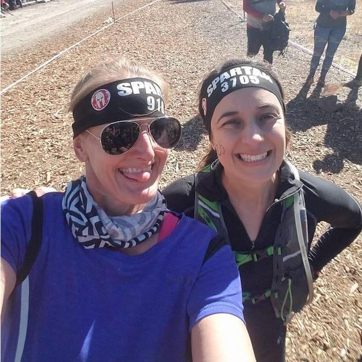 When Kat met Mindie. Squaw Valley, 2016 - Tahoe BEAST course starting coral.