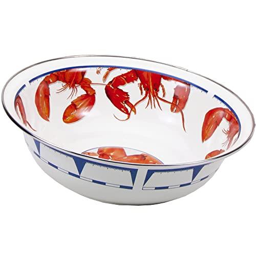 Golden Rabbit Enamelware - Lobster Pattern - 13.5 Inch Round Serving Basin