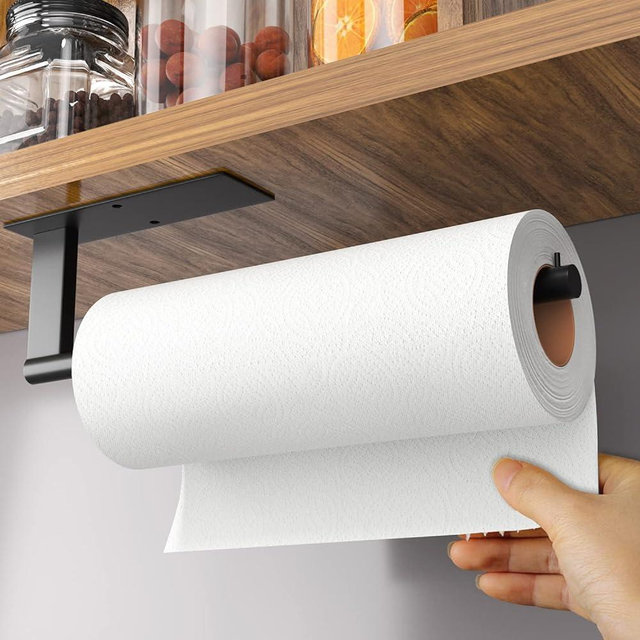 Paper Towel Holder Under Cabinet: Self-Adhesive or Drilling Paper Towel Dispenser - Stainless Steel Paper Towel Roll Holder