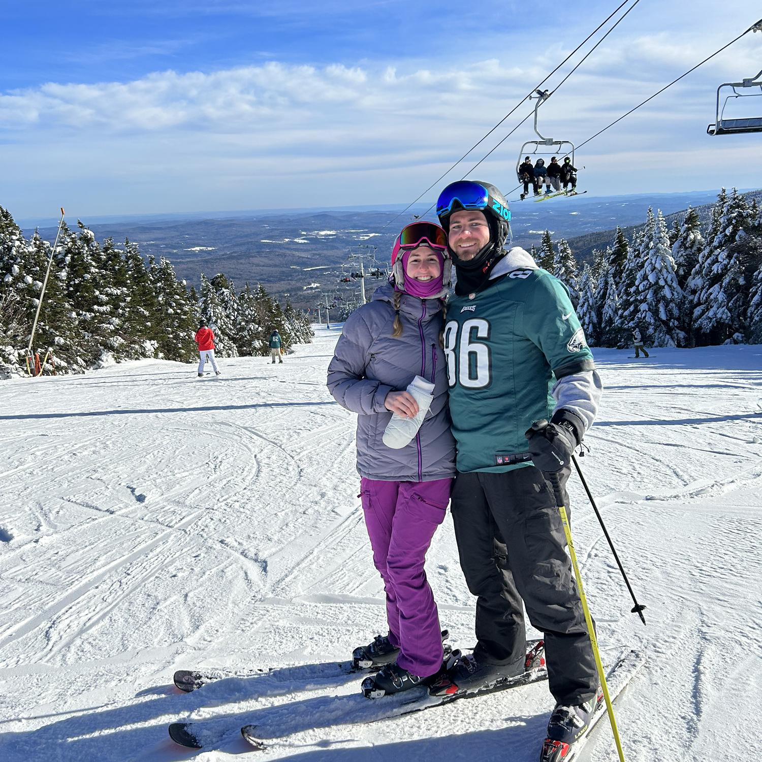 Now that we live in the same city, we can travel to other places to do fun things… this photo was in Vermont where we went skiing with friends, don’t ask Mack about Colorado