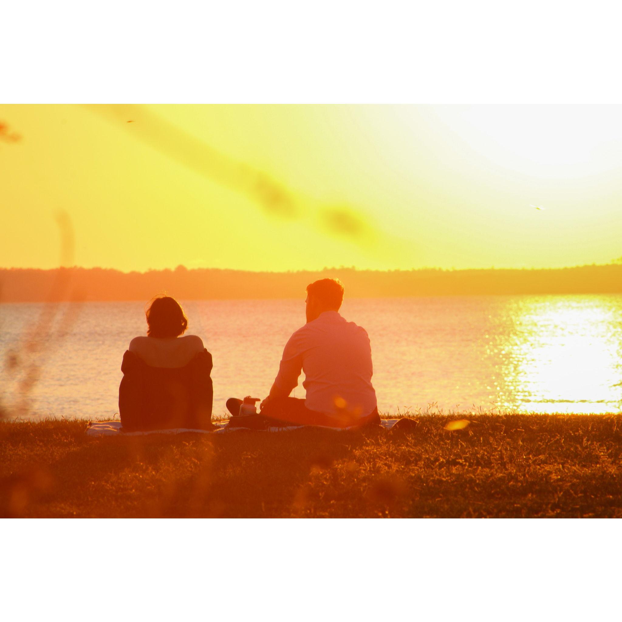 Our sunset picnic moments before he proposed