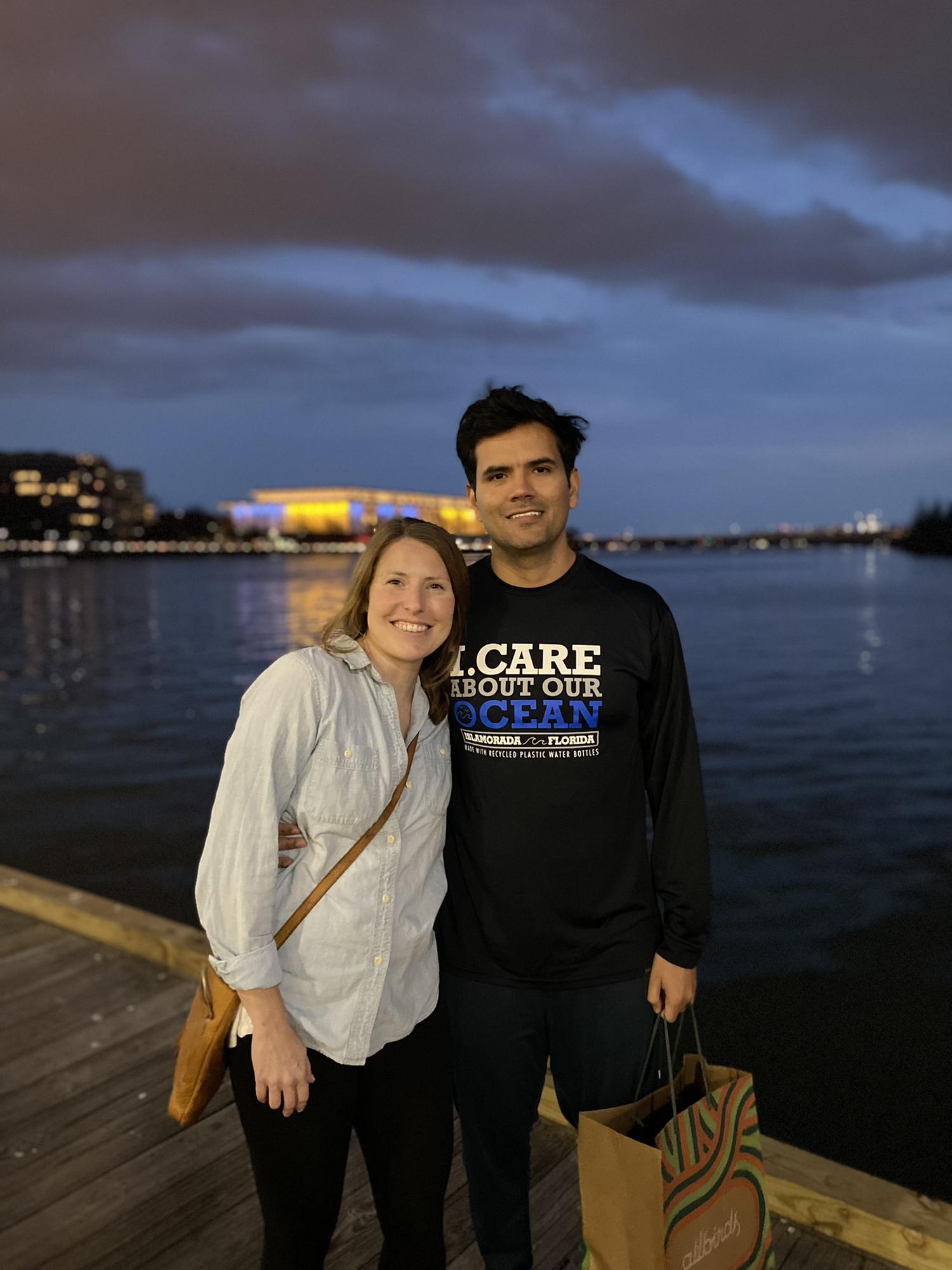 Cruising around Georgetown in DC with Kennedy Center behind