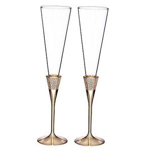 Waterford® Lismore Diamond Toasting Flutes in Gold (Set of 2)