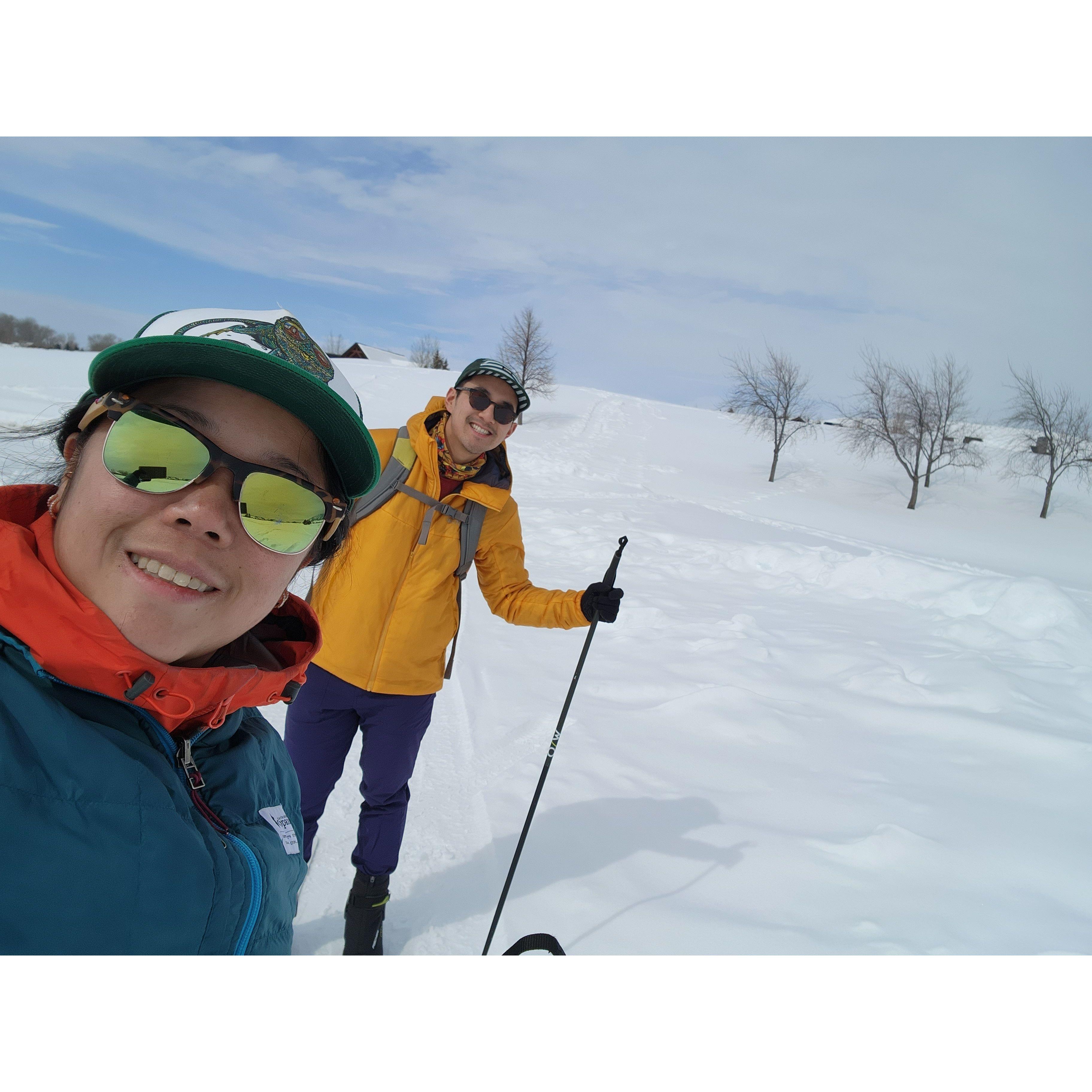 X-skiing in Bozeman, MT.