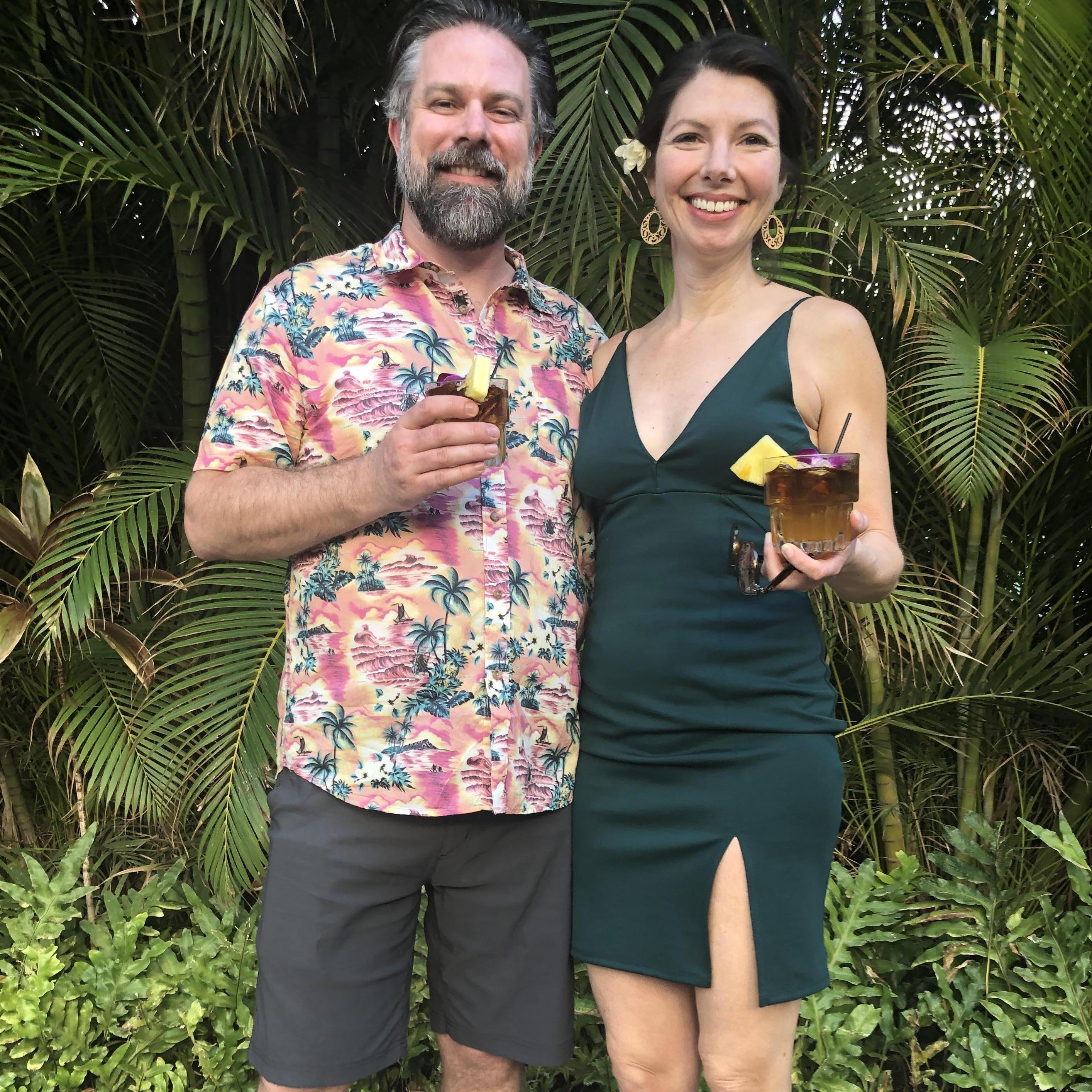 At a luau the night before Josh proposed. Maya says we look like a mob couple here.