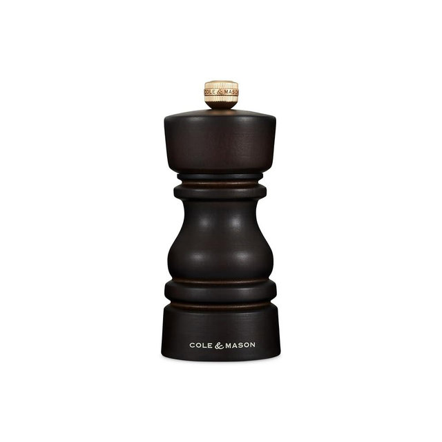 Cole & Mason London Refillable Spice Mill - Kitchen & Home Accessory - Table Black Pepper Grinder - Pepper Mill with Carbon Steel Mechanism - 5", Chocolate Wood