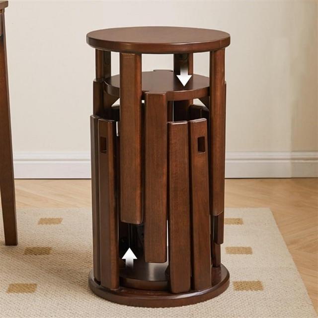 Stool, 4-in-1 Stackable Stools for Dining Detachable Wood Stools Stackable Dining Chairs Space-Saving Stool Set Bedside Table Night Stand for Bedroom Rustic Wooden Furniture(Brown)